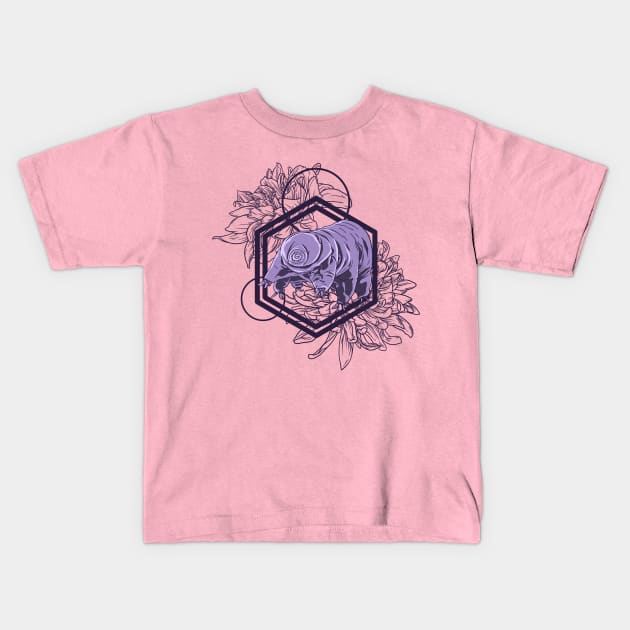 Floral Tardigrade Kids T-Shirt by RiaoraCreations